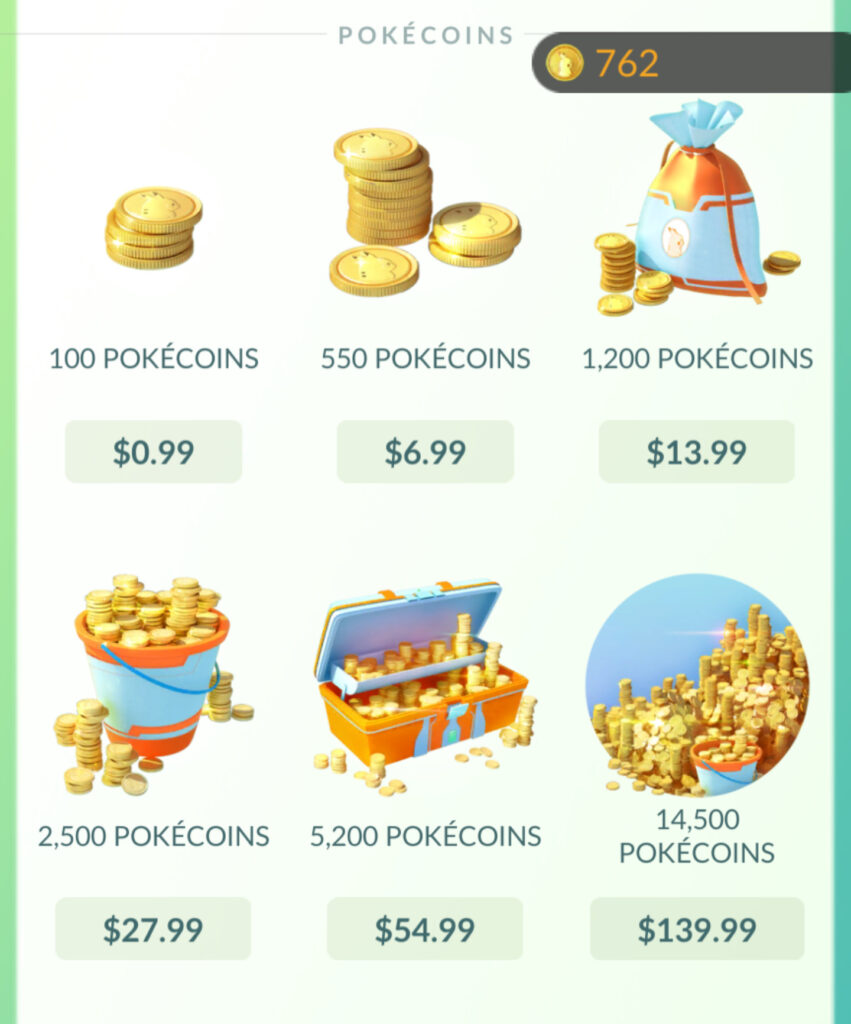 Pokecoins Prices